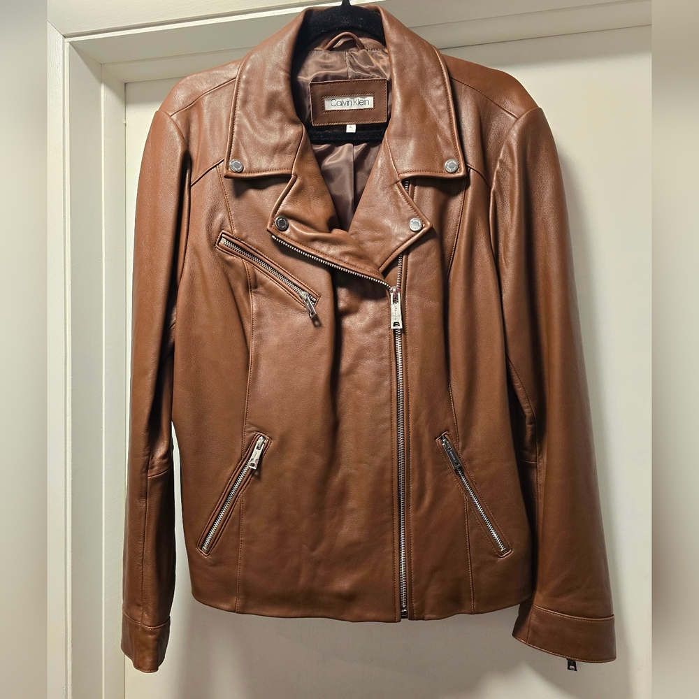 Genuine Leather Calvin Klein Women's XL Moto Jacket